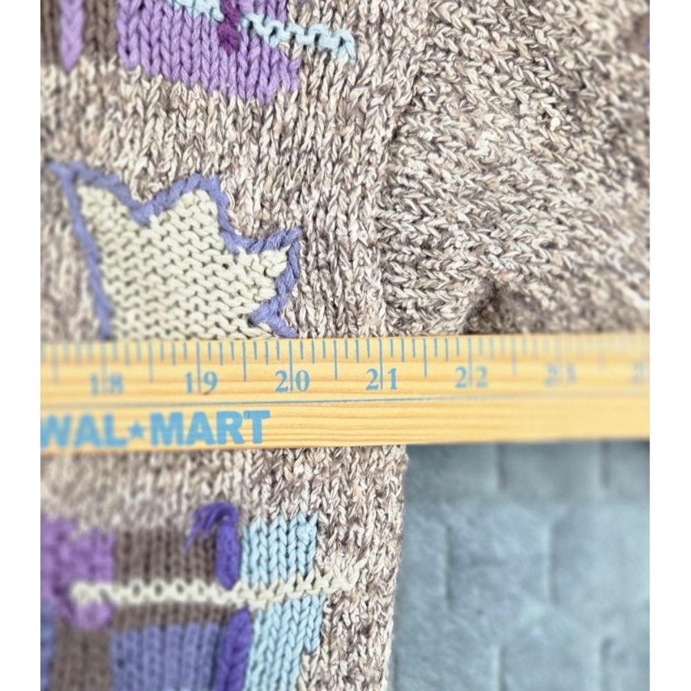 Vintage‎ Sigrid Olsen Sport Brown Purple Beige Hand Knitted Cardigan Sweater - Picture 4 of 5